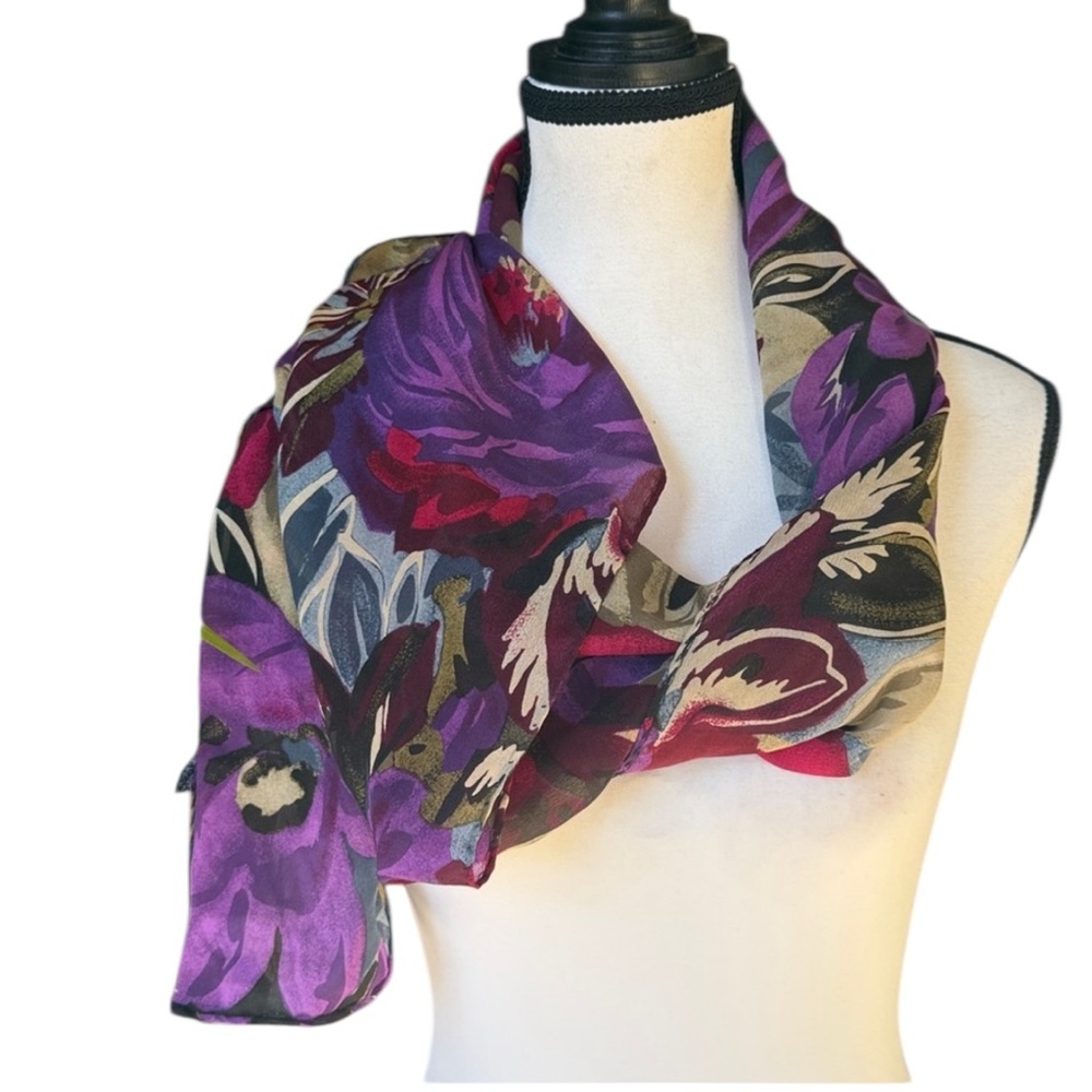 Floral Purple and Red Women's Scarf